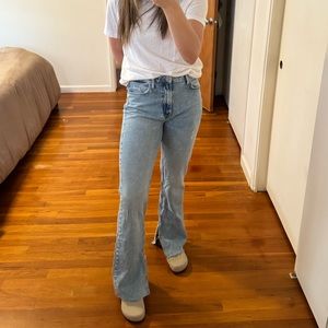 Zara full length jeans with split hem